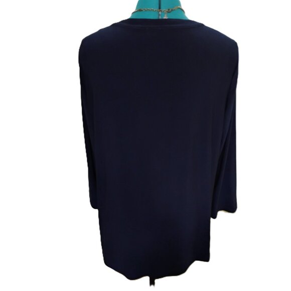 Navy Blue Blouse Anne Klein Size Large - Picture 3 of 10